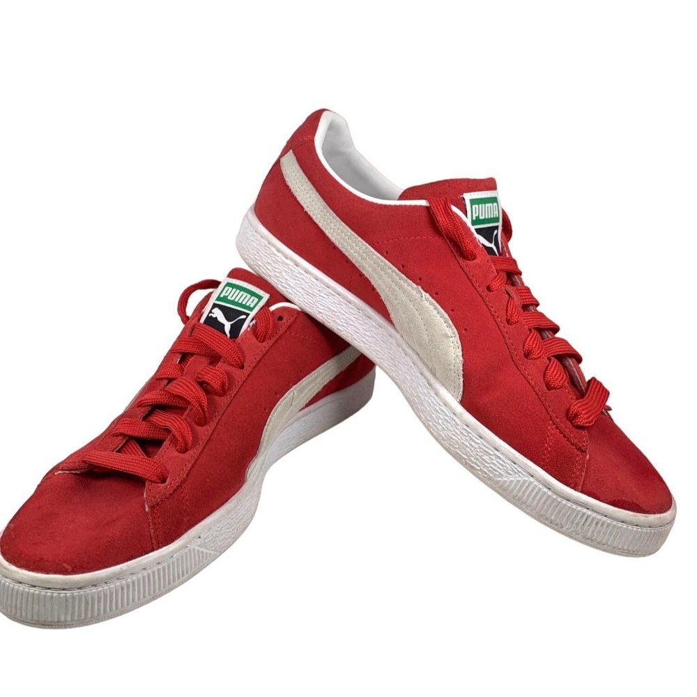 Puma Suede Tennis Shoes Sneakers Mens Size 9.5 Red White